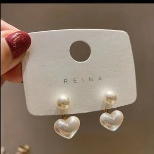 Faux Pearl Stud & Heart Jacket Set